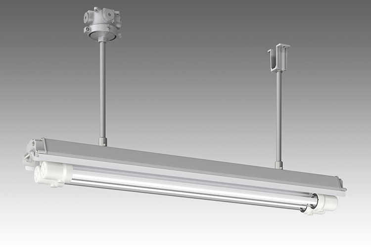 『LEDioc防爆形直管LEDランプ照明器具』(2灯用パイプ吊形)
