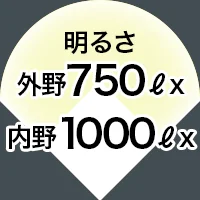 明るさ 内野：1000ℓx　外野：750ℓx