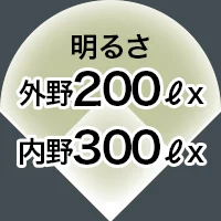 明るさ 内野：300ℓx　外野：200ℓx