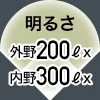 明るさ 内野：300ℓx　外野：200ℓx