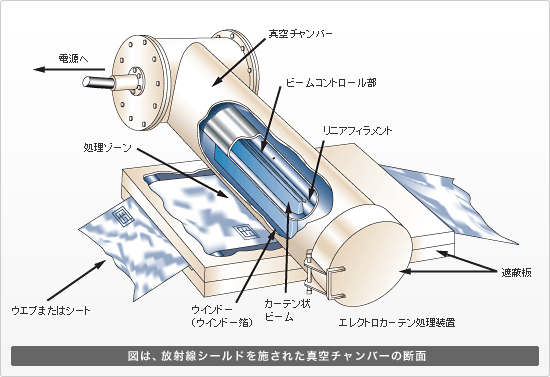 図は、放射線シールドを施された真空チャンバーの断面