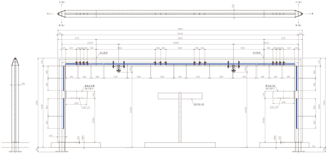 図3 門型架線柱　照明機器配置図