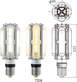 LEDioc LEDライトバルブ30W・72W - 水銀ランプ100W・200W代替LEDランプ 