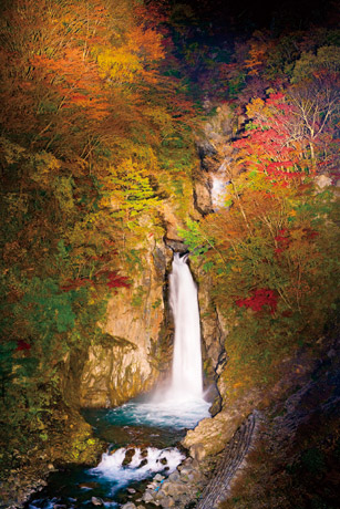 赤水の滝 ライトアップ | 建築外構・景観演出 ライトアップ